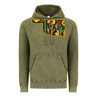 Vintage Olive Western Oklahoma Map Sunflower Pattern Vintage Hoodie - Bettercallsaul