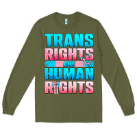 Army Green Trans rights are human rights Long Sleeve Tee - NancyCooperArtShop