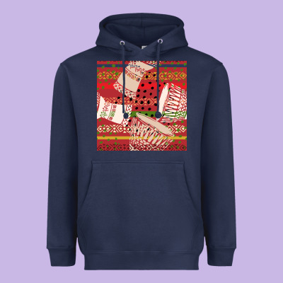 African Drum Colorful Seamless Pattern Heavyweight Hoodie Designed By Bundleandbundleshop