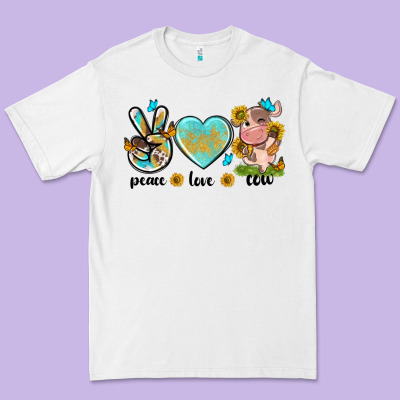 Peace Love Cute Cow Premium Tee Designed By Nancycooperartshop