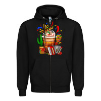 Black Mexican Frappe With Cactus Sombrero And Maracas Zipper Hoodie - FaDigitalArtStudio