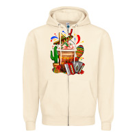 Sandshell Mexican Frappe With Cactus Sombrero And Maracas Zipper Hoodie - FaDigitalArtStudio