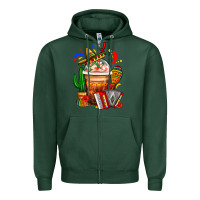 Sports Green Mexican Frappe With Cactus Sombrero And Maracas Zipper Hoodie - FaDigitalArtStudio