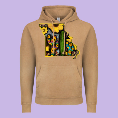 Western Missouri Map Sunflower And Cactus Pattern Vintage Hoodie Designed By Bettercallsaul