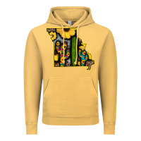 Vintage Mustard Western Missouri Map Sunflower And Cactus Pattern Vintage Hoodie - Bettercallsaul