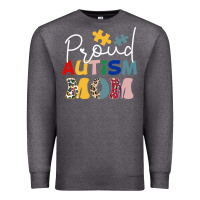 Charcoal Heather Proud Autism Mom Leopard Pattern Design Autism Awa Premium Sweatshirt - CowhideDigitalArt