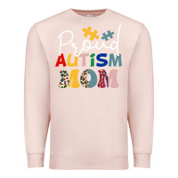 Pale Pink Proud Autism Mom Leopard Pattern Design Autism Awa Premium Sweatshirt - CowhideDigitalArt