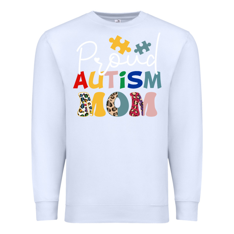 Proud Autism Mom Leopard Pattern Design Autism Awa Premium Sweatshirt by CowhideDigitalArt | Teevron