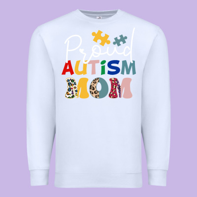 Proud Autism Mom Leopard Pattern Design Autism Awa Premium Sweatshirt Designed By Cowhidedigitalart