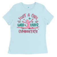 Baby Blue just a girl who loves gymnastics Ladies Tee - MaliasSmallBusiness