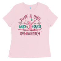 Bubblegum Pink just a girl who loves gymnastics Ladies Tee - MaliasSmallBusiness