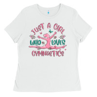 White just a girl who loves gymnastics Ladies Tee - MaliasSmallBusiness