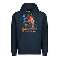 Navy Neurodiversity is beautiful Premium Hoodie - FaDigitalArtStudio