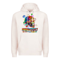Pale Pink Neurodiversity is beautiful Premium Hoodie - FaDigitalArtStudio