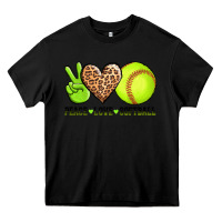Black peace love softball Heavy Core Tee - AdoDesignShop