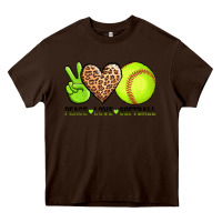 Chocolate Brown peace love softball Heavy Core Tee - AdoDesignShop