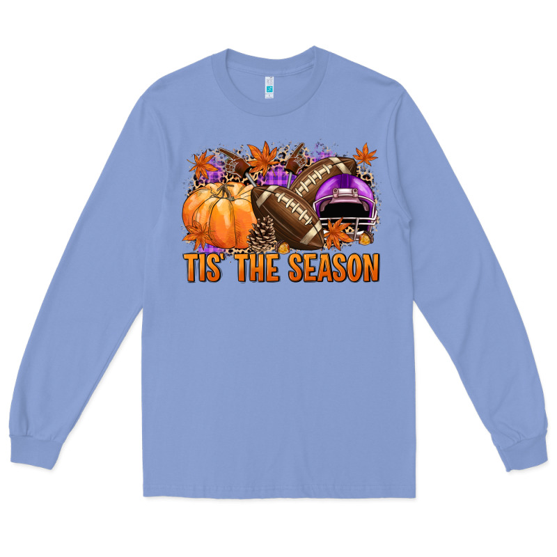 Tis' The Season Football Purple Helmet Long Sleeve Tee by NancyCooperArtShop | Teevron