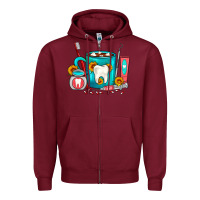 Burgundy Dentist Coffee Zipper Hoodie - FaDigitalArtStudio