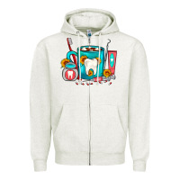 Oatmeal Heather Dentist Coffee Zipper Hoodie - FaDigitalArtStudio