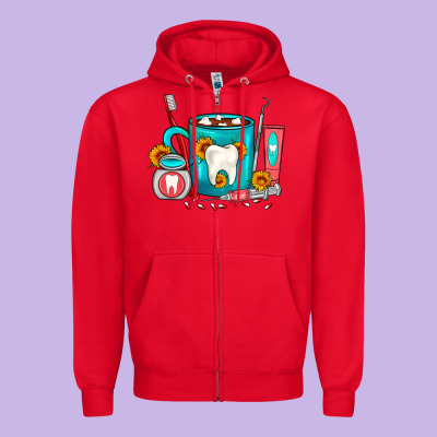 Dentist Coffee Zipper Hoodie Designed By Fadigitalartstudio