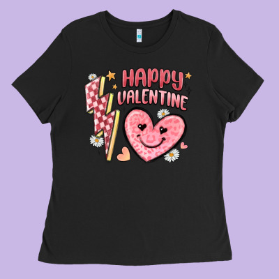 Happy Valentine Heart Ladies Tee Designed By Maliassmallbusiness