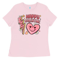 Bubblegum Pink happy valentine heart Ladies Tee - MaliasSmallBusiness