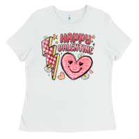 White happy valentine heart Ladies Tee - MaliasSmallBusiness