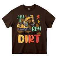 Chocolate Brown just a boy who loves dirt Heavy Core Tee - MaliasSmallBusiness