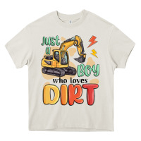 Cream just a boy who loves dirt Heavy Core Tee - MaliasSmallBusiness