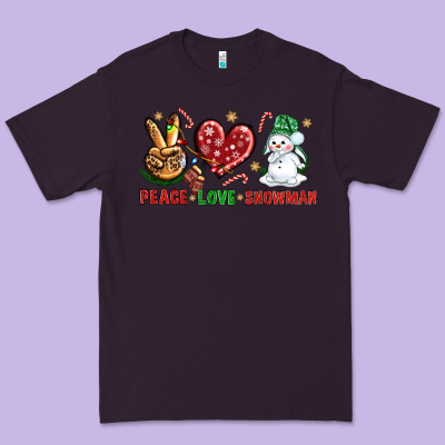Peace Love Snowman Premium Tee Designed By Nancycooperartshop