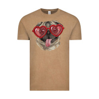 Vintage Coffee Pug with love glasses Vintage Tee - RanaPortraitStore