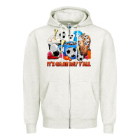 Oatmeal Heather It's Game Day Y'all Soccer Coffee Cups Zipper Hoodie - FaDigitalArtStudio