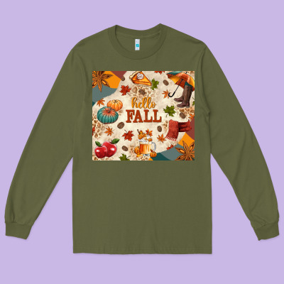 Hello Fall Long Sleeve Tee Designed By Texasbilliewilder