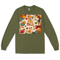 Army Green Hello Fall Long Sleeve Tee - texasbilliewilder