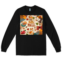 Black Hello Fall Long Sleeve Tee - texasbilliewilder