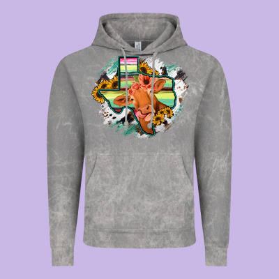 Western Texas Flag Cow Portrarit Vintage Hoodie Designed By Bettercallsaul