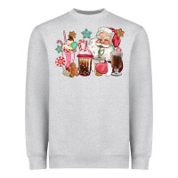 Heather Grey pink santa christmas santa coffe cups Heavyweight Sweatshirt - CowGirlArtShop