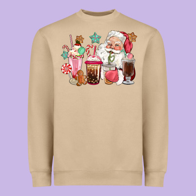 Pink Santa Christmas Santa Coffe Cups Heavyweight Sweatshirt Designed By Cowgirlartshop