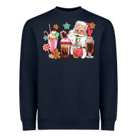 Navy pink santa christmas santa coffe cups Heavyweight Sweatshirt - CowGirlArtShop