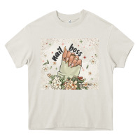 Cream nail boss Heavy Core Tee - MaliasSmallBusiness