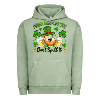 Pigment Oil Green drink responsibly dont spill it Urban Hoodie - Artiststas