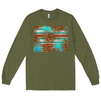 Army Green Serape and Leopard Background Long Sleeve Tee - texasbilliewilder