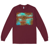 Burgundy Serape and Leopard Background Long Sleeve Tee - texasbilliewilder