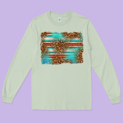 Serape And Leopard Background Long Sleeve Tee Designed By Texasbilliewilder
