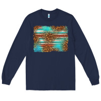 Navy Serape and Leopard Background Long Sleeve Tee - texasbilliewilder