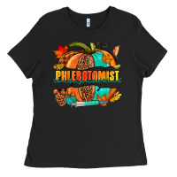 Black Phlebotomist pumpkin Ladies Tee - NancyCooperArtShop