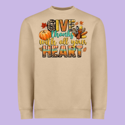 Give Thanks With All Your Heart Heavyweight Sweatshirt Designed By Cowgirlartshop