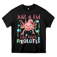 Black just a kid who loves axolotls Heavy Core Tee - MaliasSmallBusiness