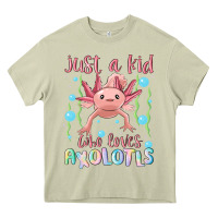 Mossy just a kid who loves axolotls Heavy Core Tee - MaliasSmallBusiness