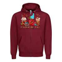 Burgundy American Football Coffee Cup Zipper Hoodie - FaDigitalArtStudio
